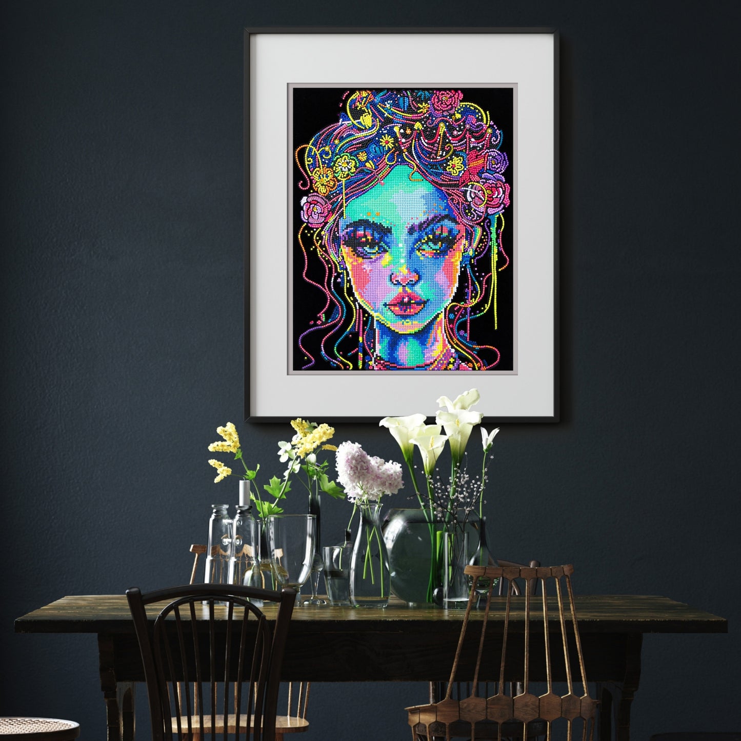 Diamond Dotz Rolled Flock Canvas – Neon Electric Beauty – 35 x 46cm