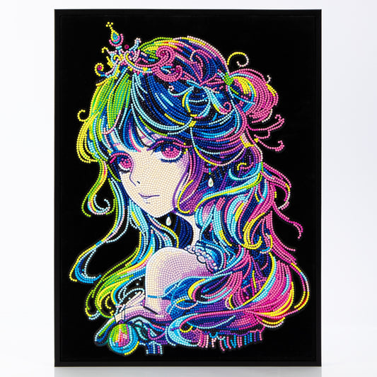 Diamond Dotz Rolled Flock Canvas – Neon Anime Princess – 35 x 46cm