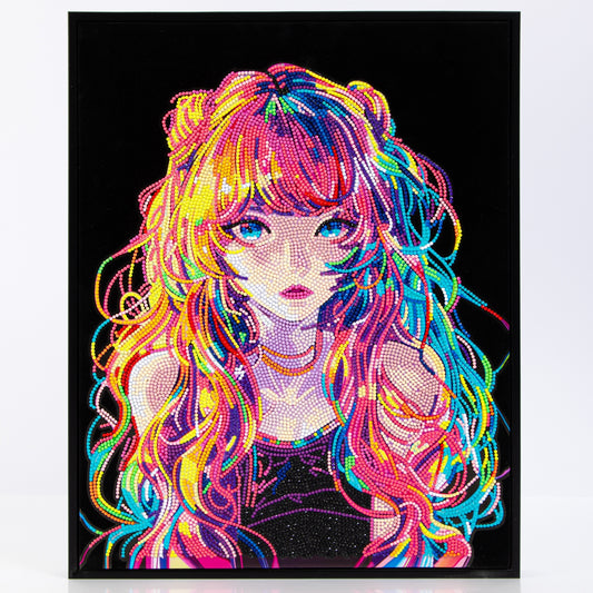 Diamond Dotz Rolled Flock Canvas – Neon Anime Girl – 35 x 46cm
