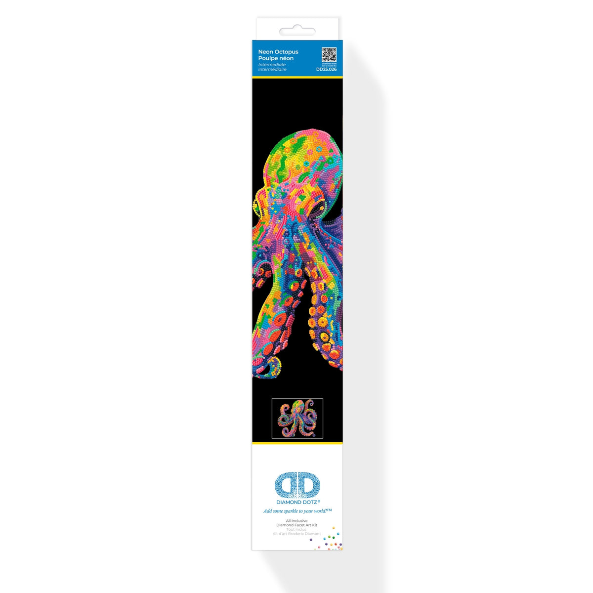 Diamond Dotz Rolled Flock Canvas – Neon Octopus – 35 x 46cm