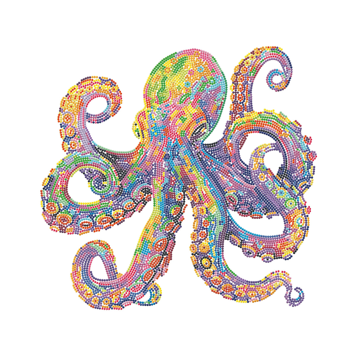 Diamond Dotz Rolled Flock Canvas – Neon Octopus – 35 x 46cm