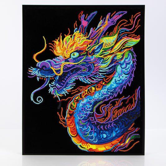 Diamond Dotz Rolled Flock Canvas – Neon Dragon – 35 x 46cm