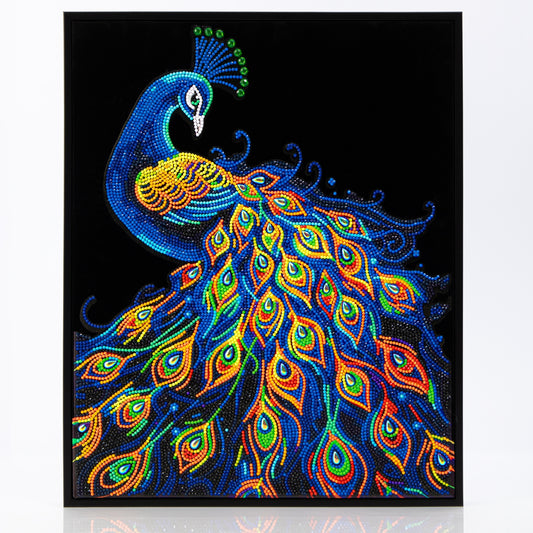 Diamond Dotz Rolled Flock Canvas – Neon Peacock – 35 x 46cm