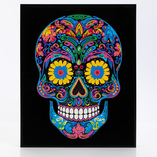 Diamond Dotz Rolled Flock Canvas – Neon Sugar Skull – 35 x 46cm