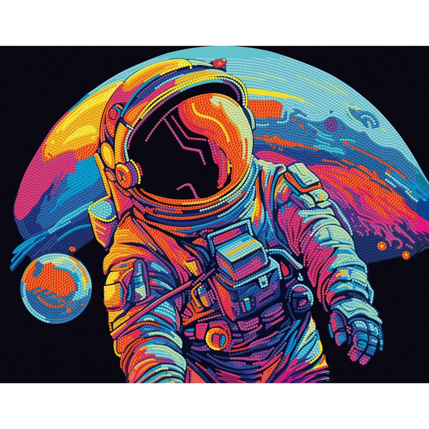 Diamond Dotz Rolled Flock Canvas – Neon Astronaut – 35 x 46cm