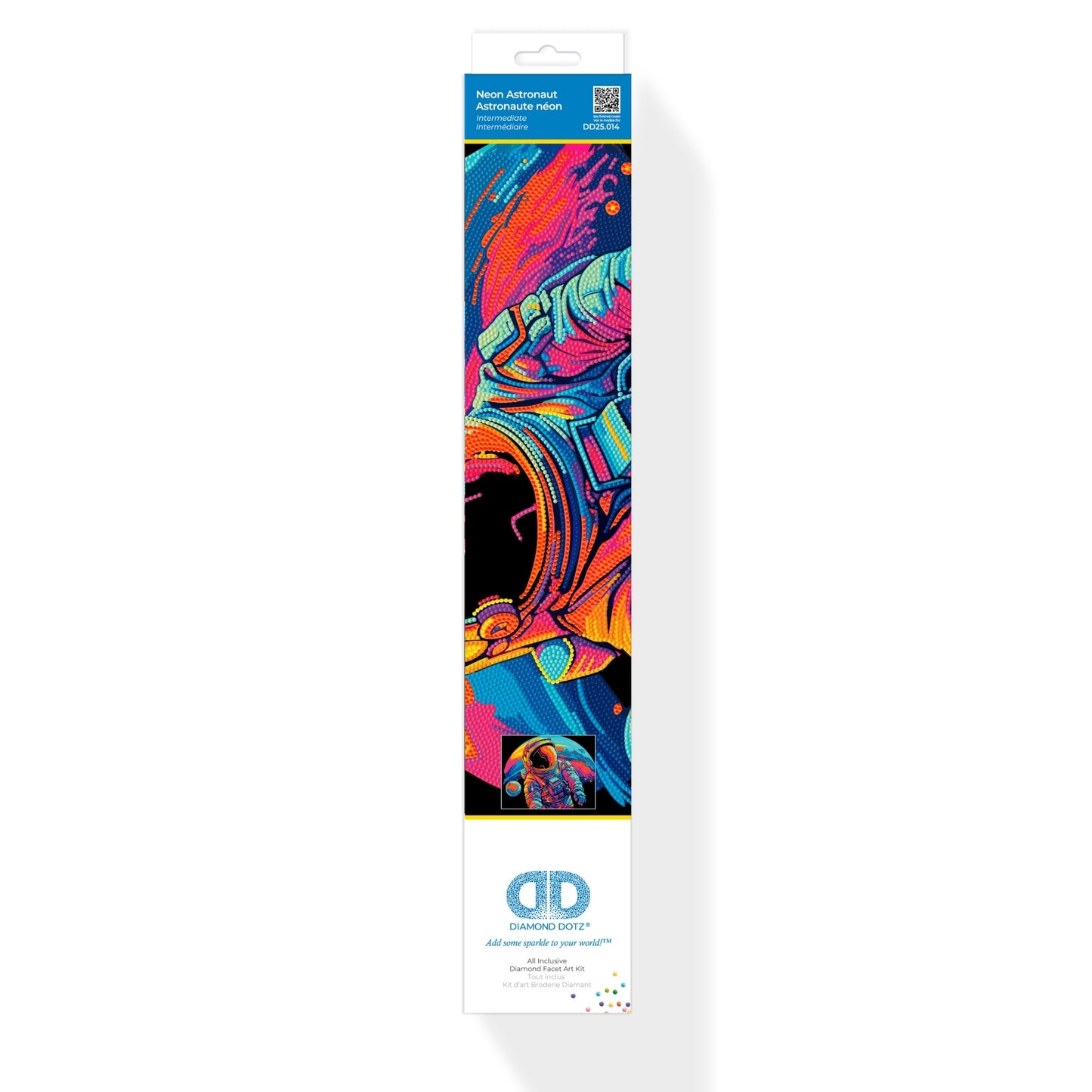 Diamond Dotz Rolled Flock Canvas – Neon Astronaut – 35 x 46cm