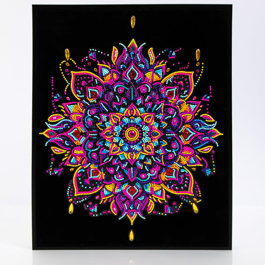 Diamond Dotz Rolled Flock Canvas – Neon Mandala – 35 x 46cm