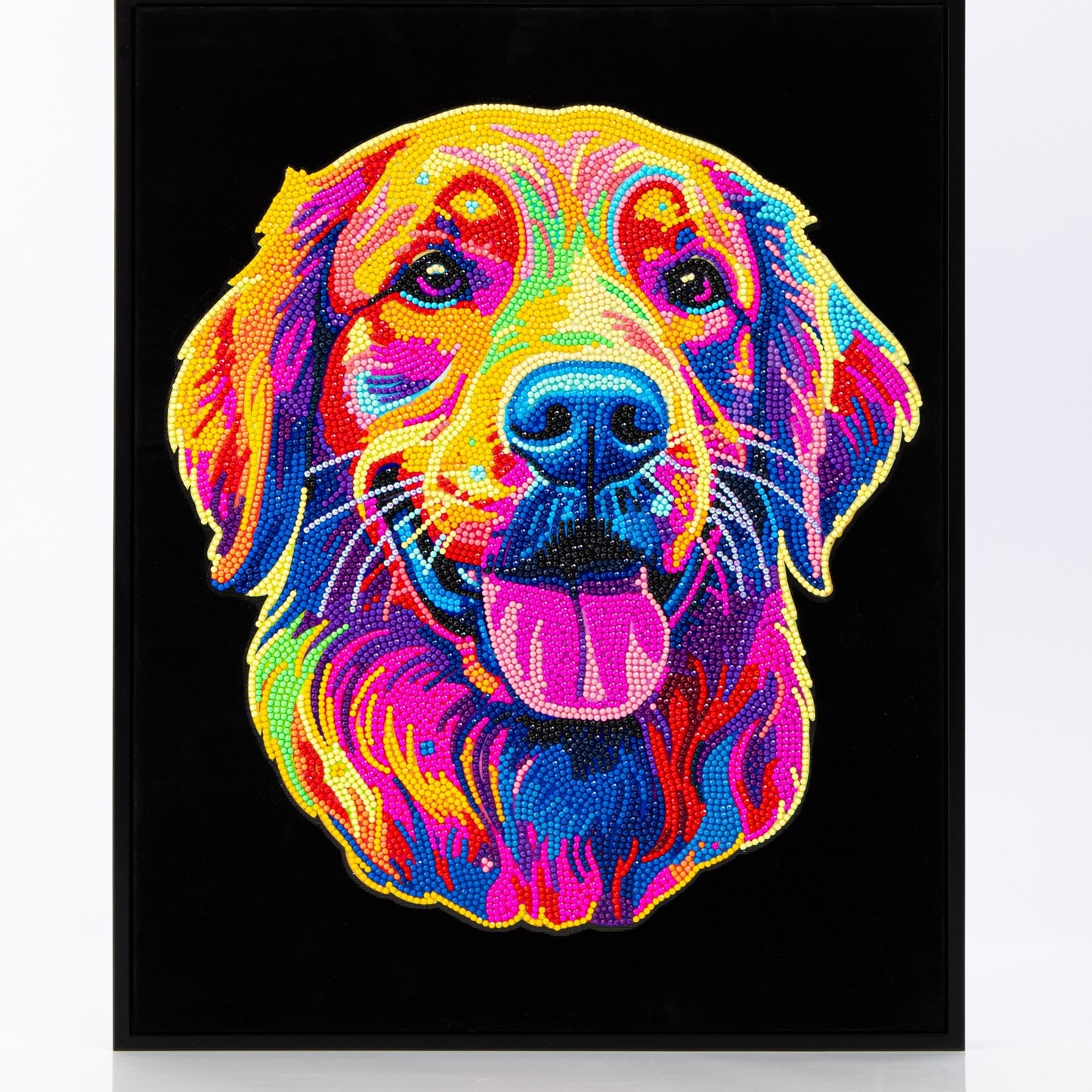 Diamond Dotz Rolled Flock Canvas – Neon Golden Retriever – 35 x 46cm