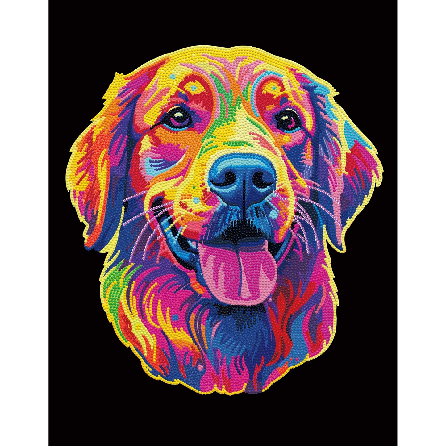Diamond Dotz Rolled Flock Canvas – Neon Golden Retriever – 35 x 46cm