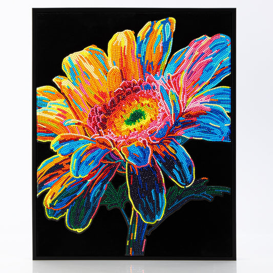 Diamond Dotz Rolled Flock Canvas – Neon Gerbera – 35 x 46cm