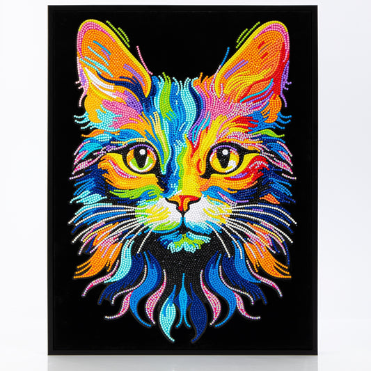 Diamond Dotz Rolled Flock Canvas – Neon Cat – 35 x 46cm