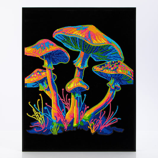 Diamond Dotz Rolled Flock Canvas – Neon Mushrooms – 35 x 46cm