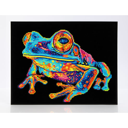 Diamond Dotz Rolled Flock Canvas – Neon Tree Frog – 35 x 46cm