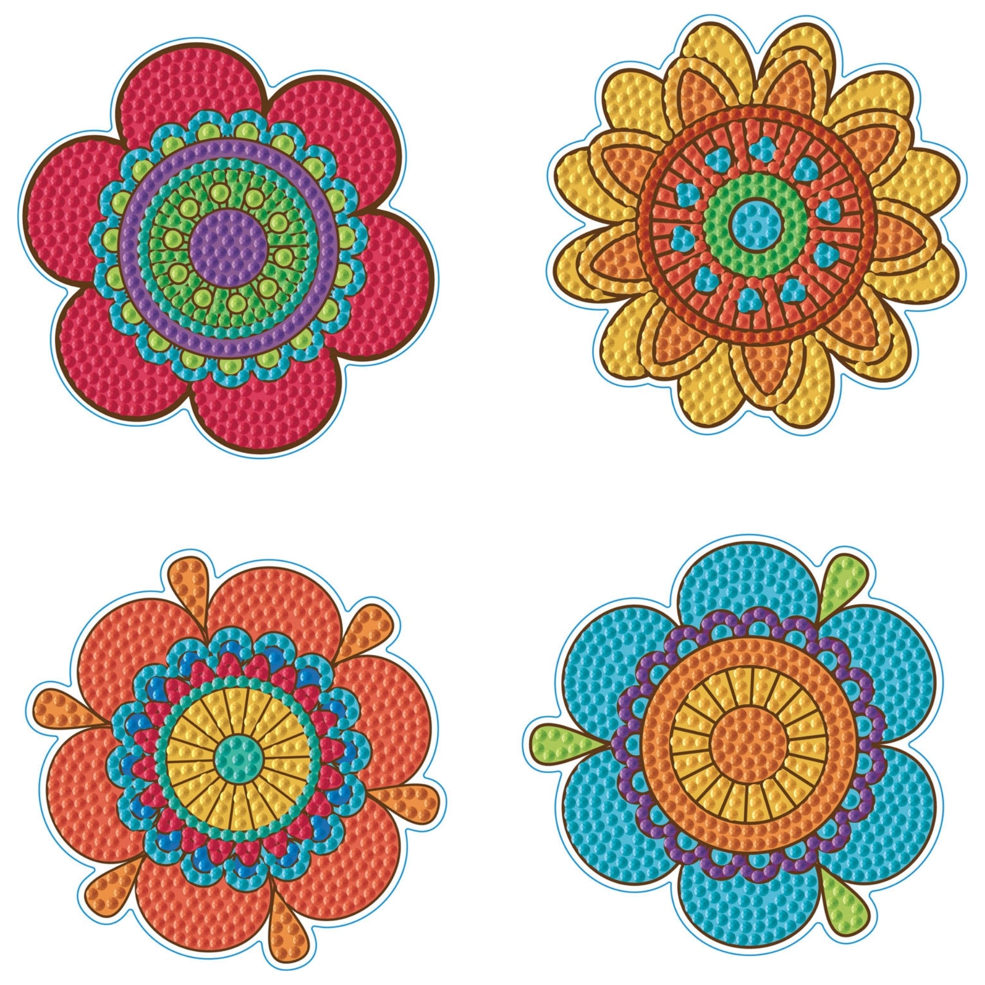 Diamond Dotz Coaster Set – Hippy Brights – 4 Pack (10 x 10cm)