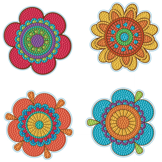 Diamond Dotz Coaster Set – Hippy Brights – 4 Pack (10 x 10cm)