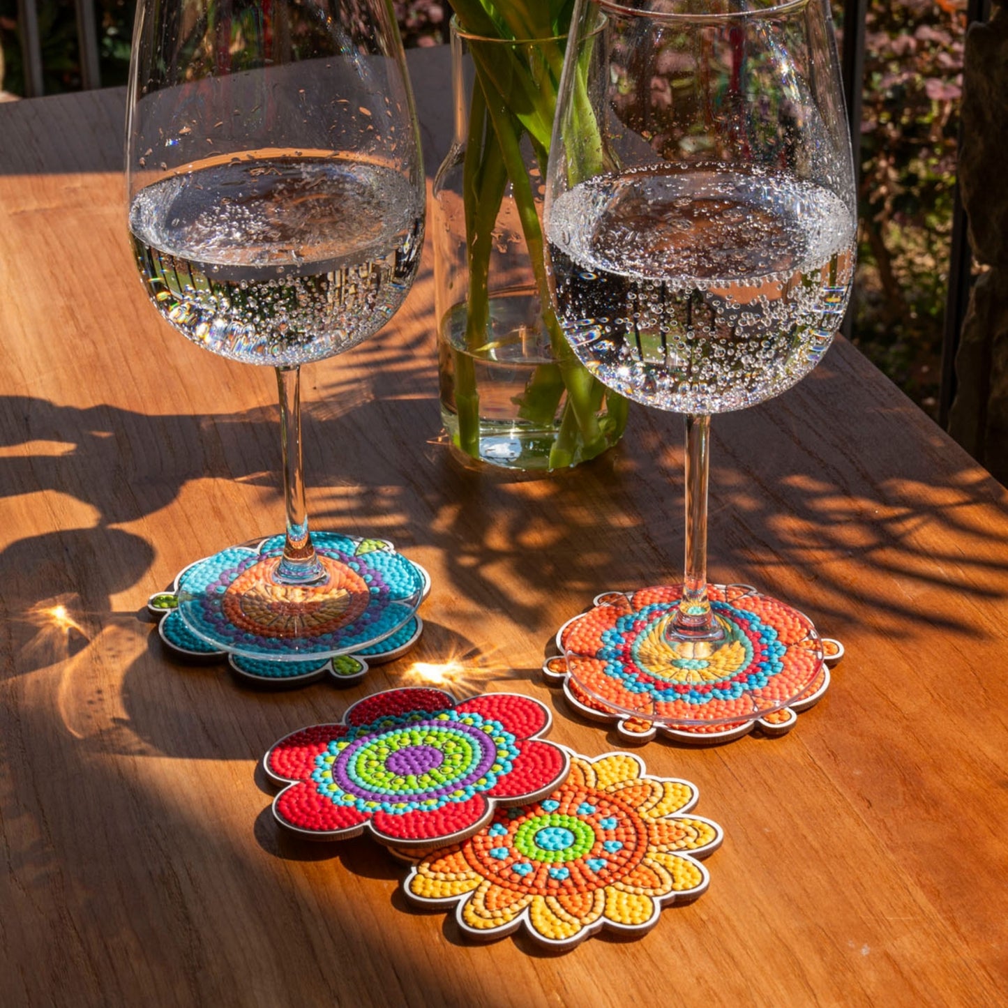 Diamond Dotz Coaster Set – Hippy Brights – 4 Pack (10 x 10cm)