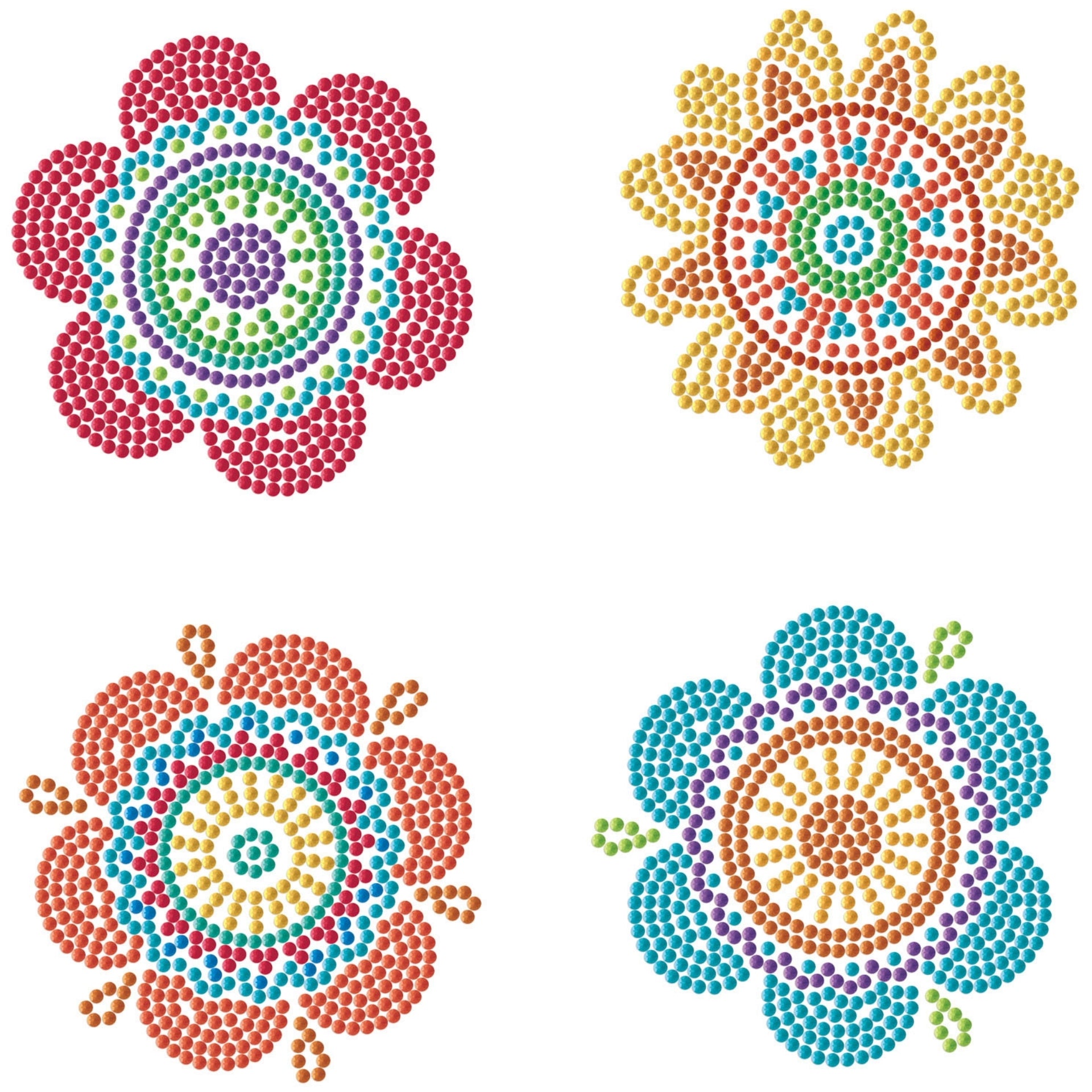 Diamond Dotz Coaster Set – Hippy Brights – 4 Pack (10 x 10cm)