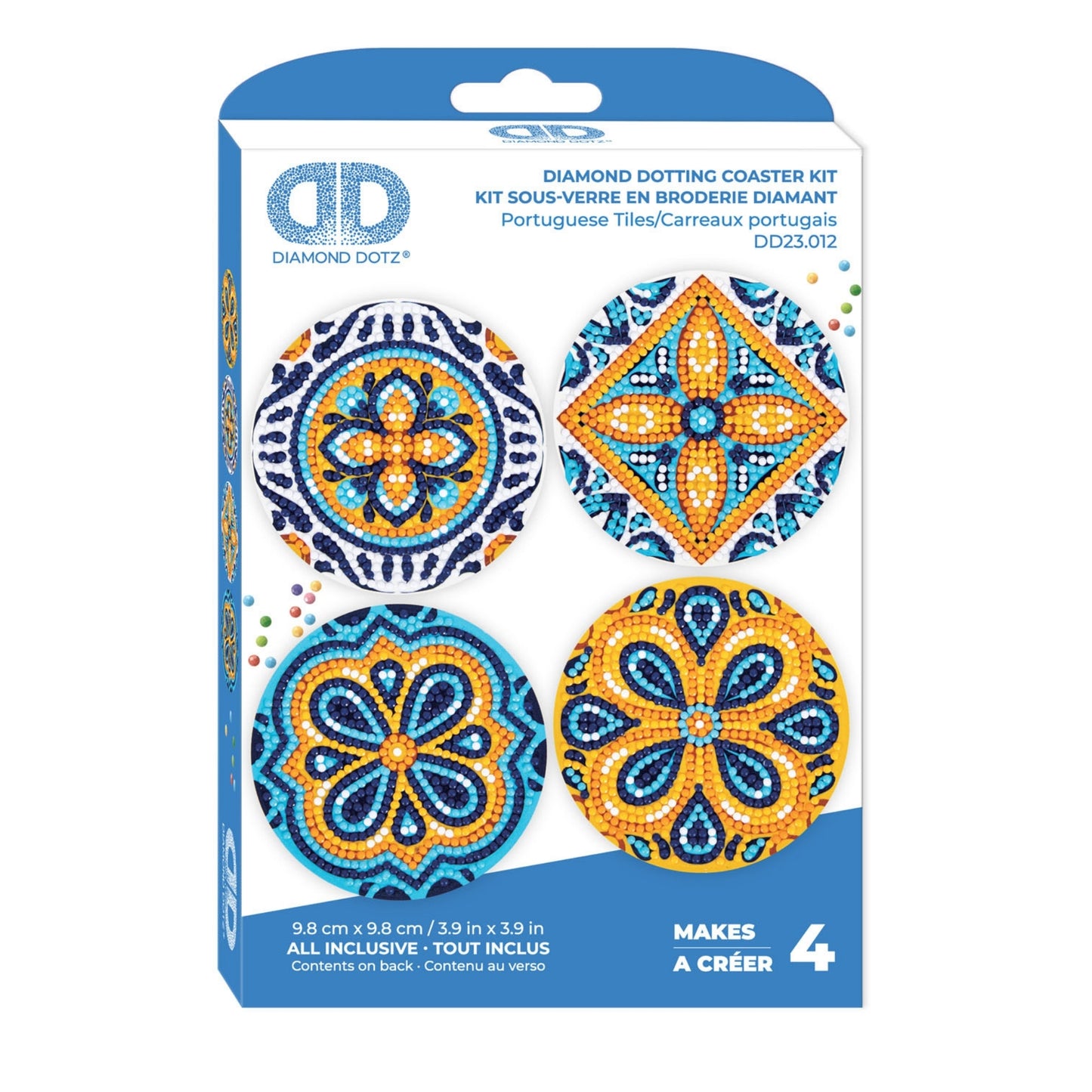 Diamond Dotz Coaster Set – Portuguese Tiles – 4 Pack (10 x 10cm)