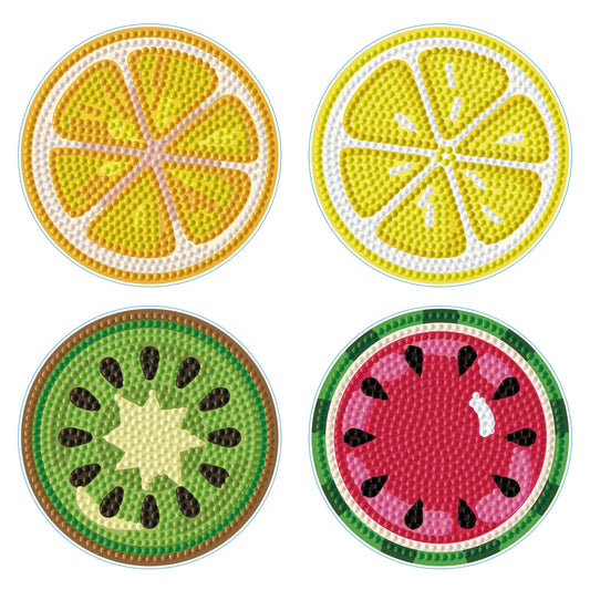 Diamond Dotz Coaster Set – Tutti Frutti – 4 Pack (10 x 10cm)