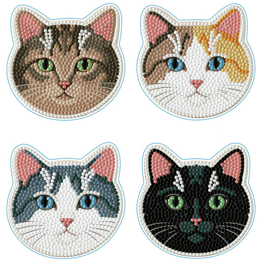 Diamond Dotz Coaster Set – Cats – 4 Pack (10 x 10cm)