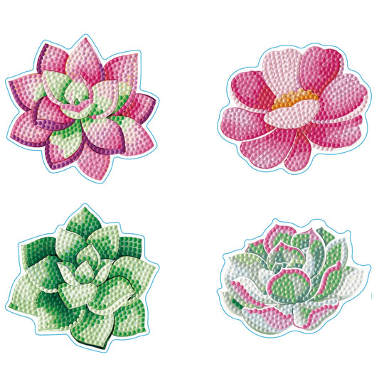Diamond Dotz Coaster Set – Succulents – 4 Pack (10 x 10cm)