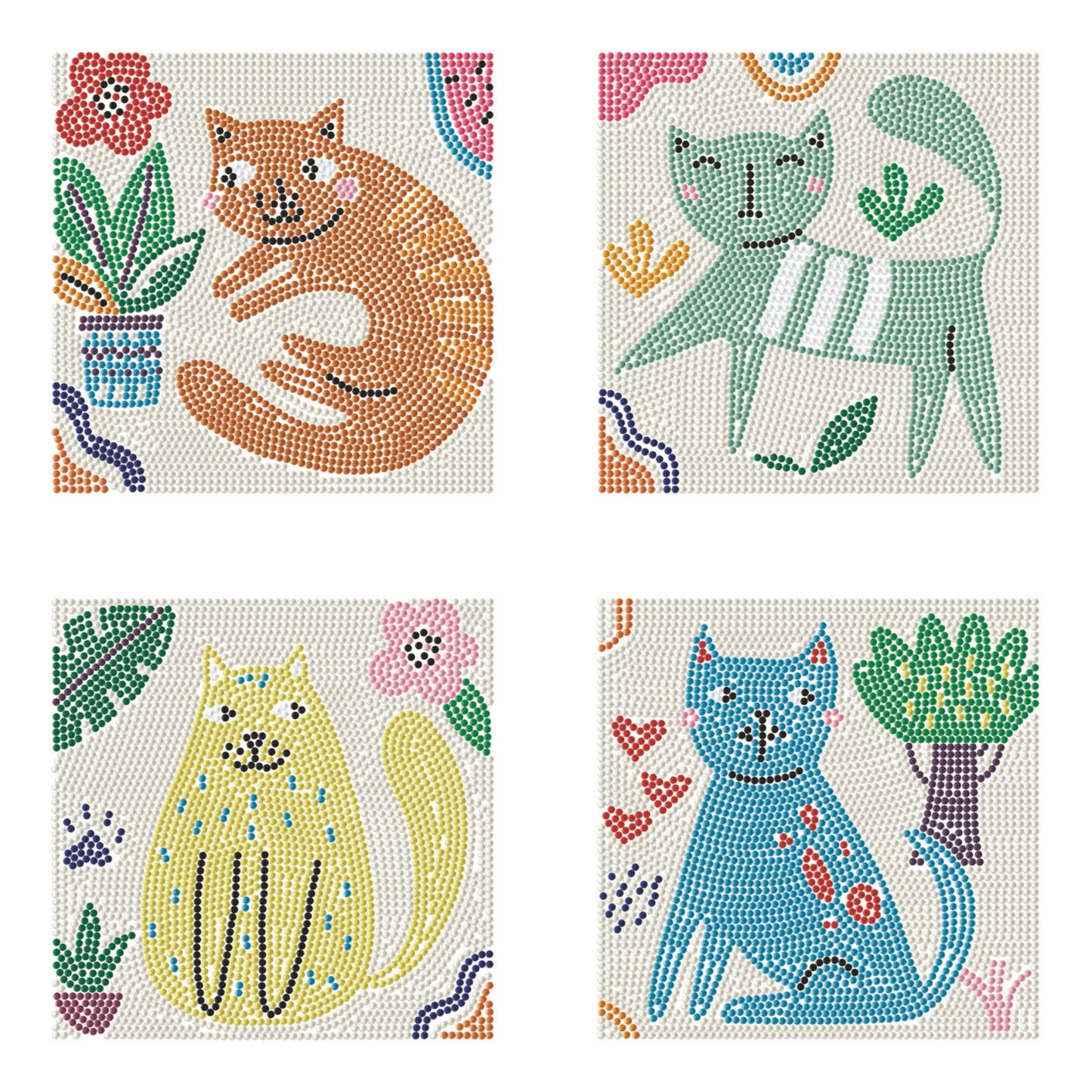 Diamond Dotz Mini Dotz Set – I love Cats – 4 Pack (13 x 13cm)