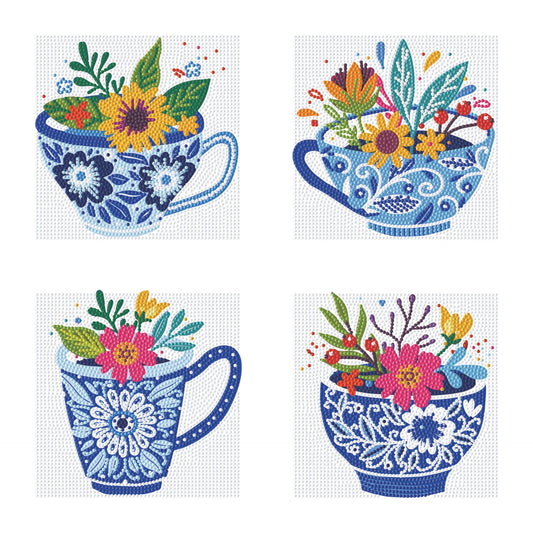 Diamond Dotz Mini Dotz Set – Teatime Posies – 4 Pack (13 x 13cm)