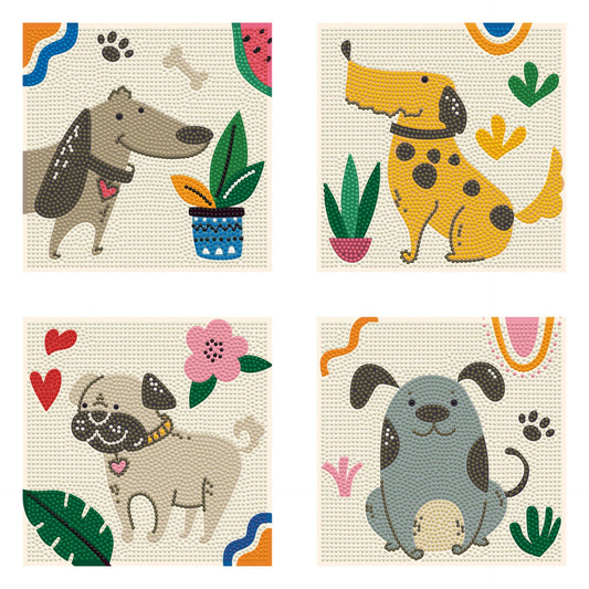 Diamond Dotz Mini Dotz Set – Diggety Dogs – 4 Pack (13 x 13cm)