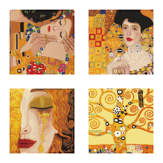 Diamond Dotz Mini Dotz Gold Glitter Set – Klimt Quartet – 4 Pack (13 x 13cm)