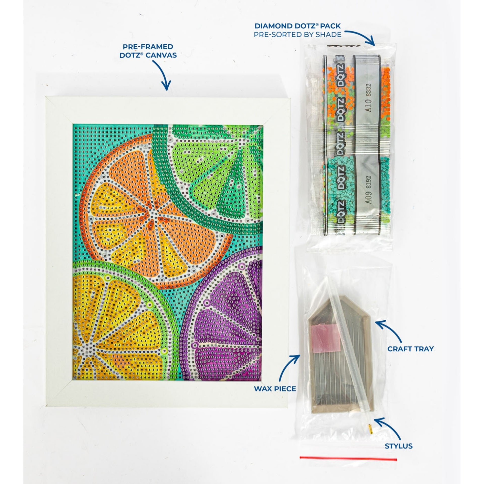 Diamond Dotz Stretched Canvas – Citrus Splash – 15 x 20cm