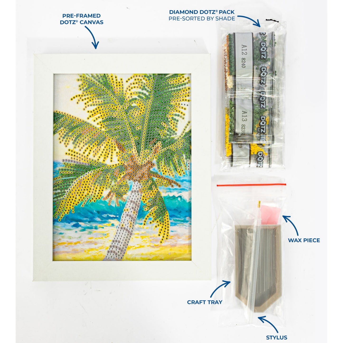 Diamond Dotz Stretched Canvas – Palm Tree – 15 x 20cm