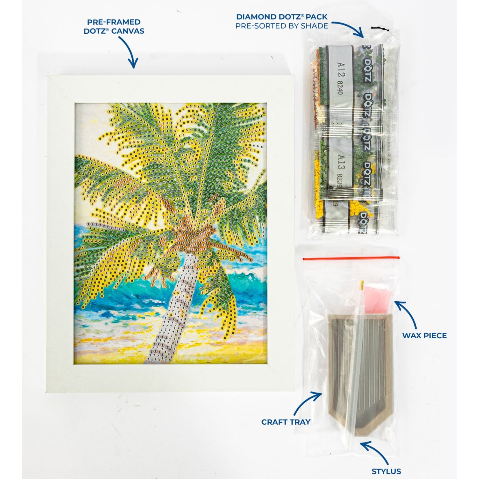 Diamond Dotz Stretched Canvas – Palm Tree – 15 x 20cm