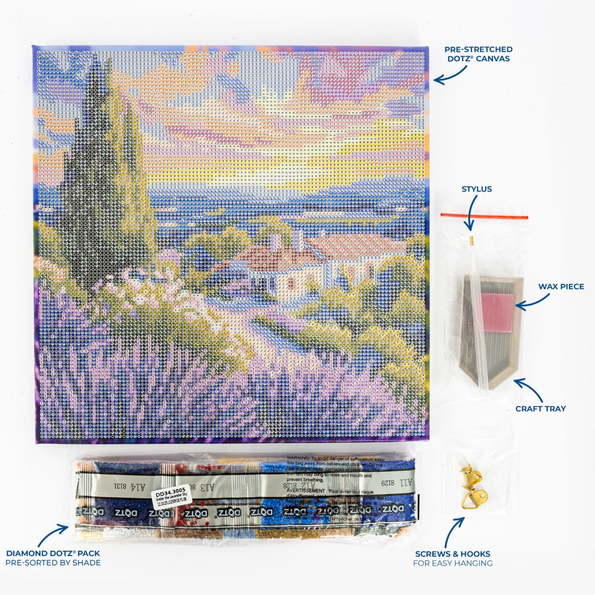 Diamond Dotz Stretched Canvas – Under the Lavender Sky – 30 x 30cm