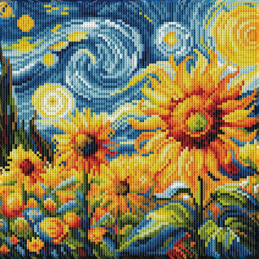 Diamond Dotz Stretched Canvas – Starry Night Sunflowers – 30 x 30cm