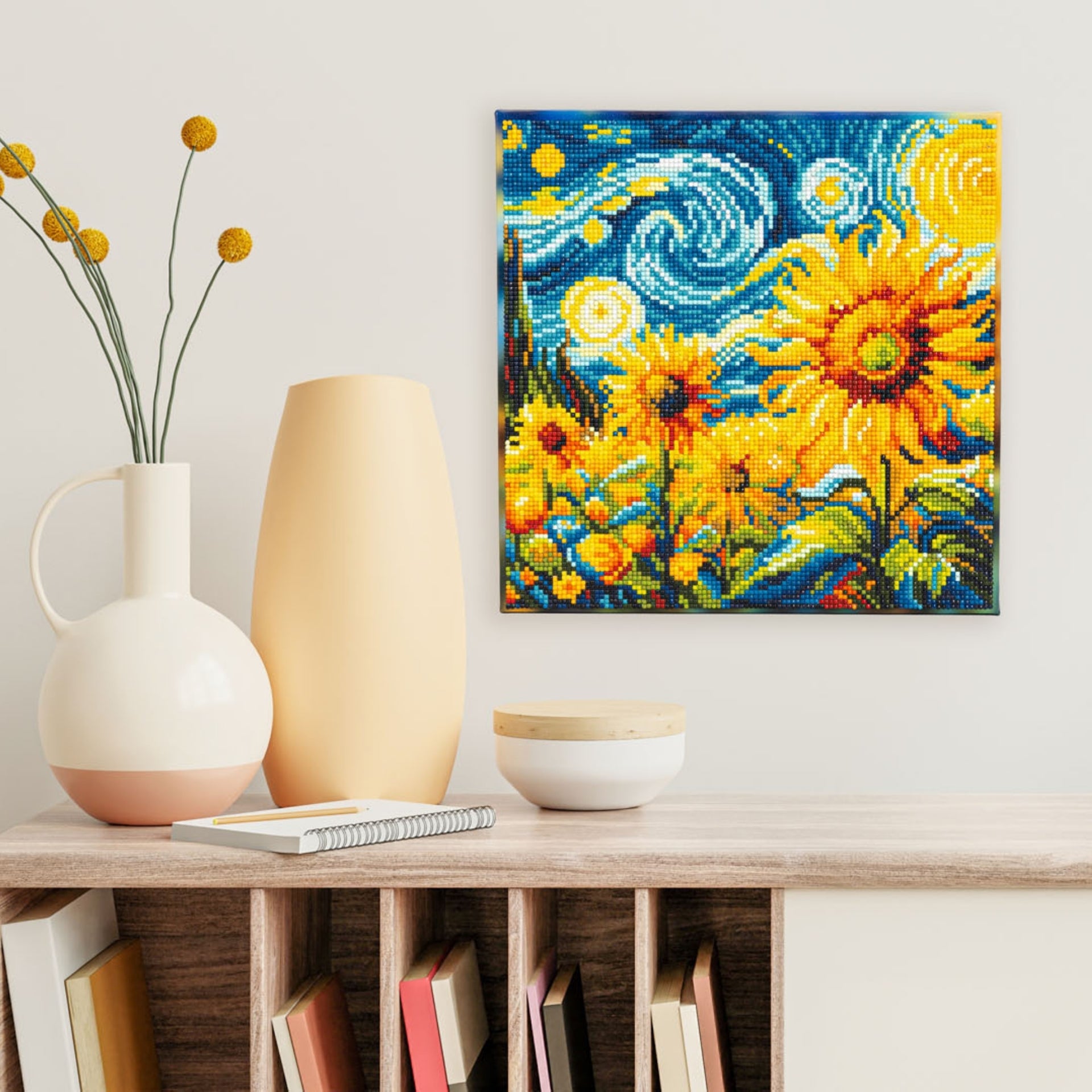 Diamond Dotz Stretched Canvas – Starry Night Sunflowers – 30 x 30cm