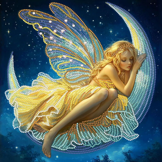 Diamond Dotz Stretched Canvas – Crescent Moon Slumber – 30 x 30cm