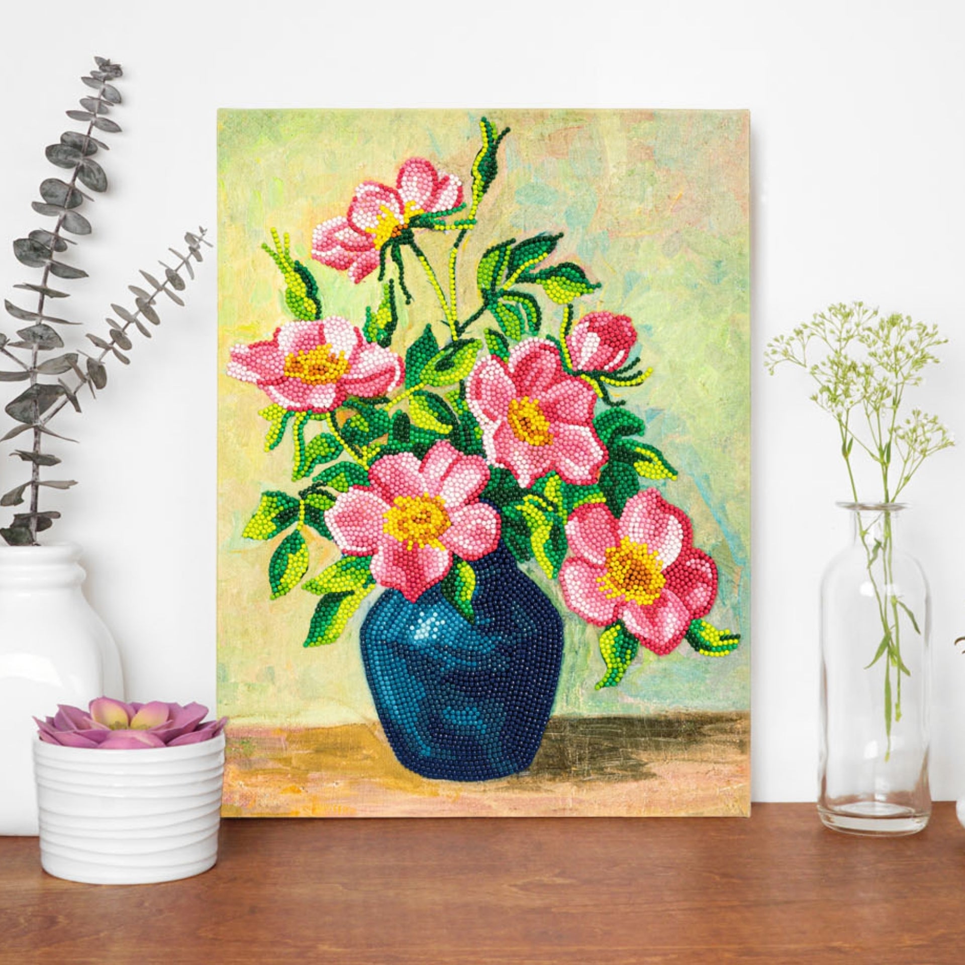 Diamond Dotz Stretched Canvas – Wild Rose Bouquet – 30 x 40cm