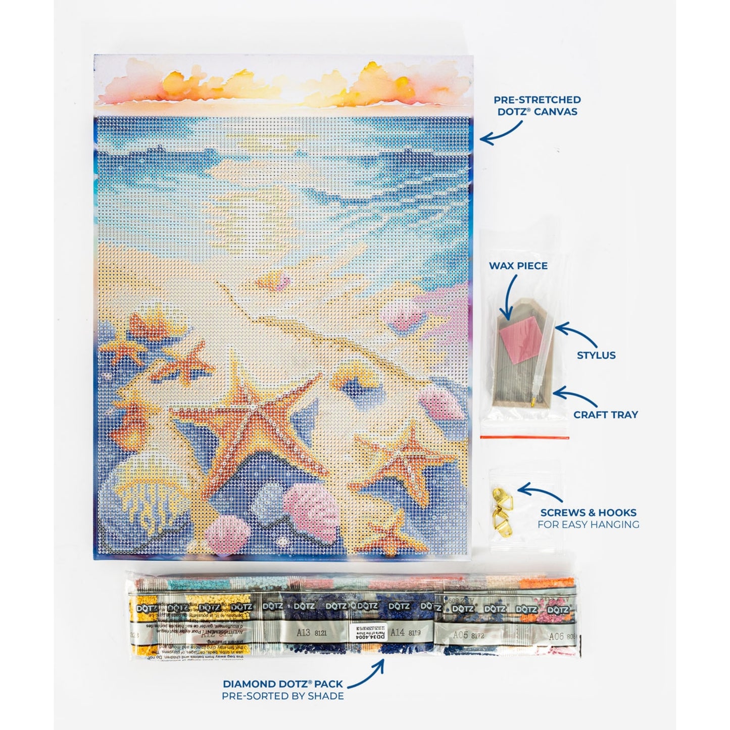 Diamond Dotz Stretched Canvas – Pearls of the Shore – 30 x 40cm