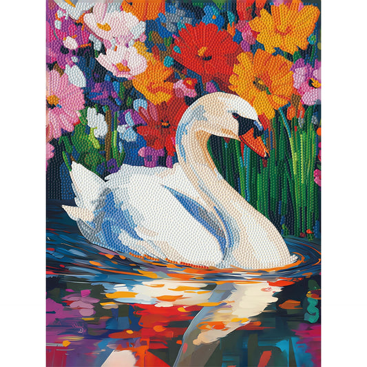 Diamond Dotz Stretched Canvas – Floral Swan Lake – 30 x 40cm