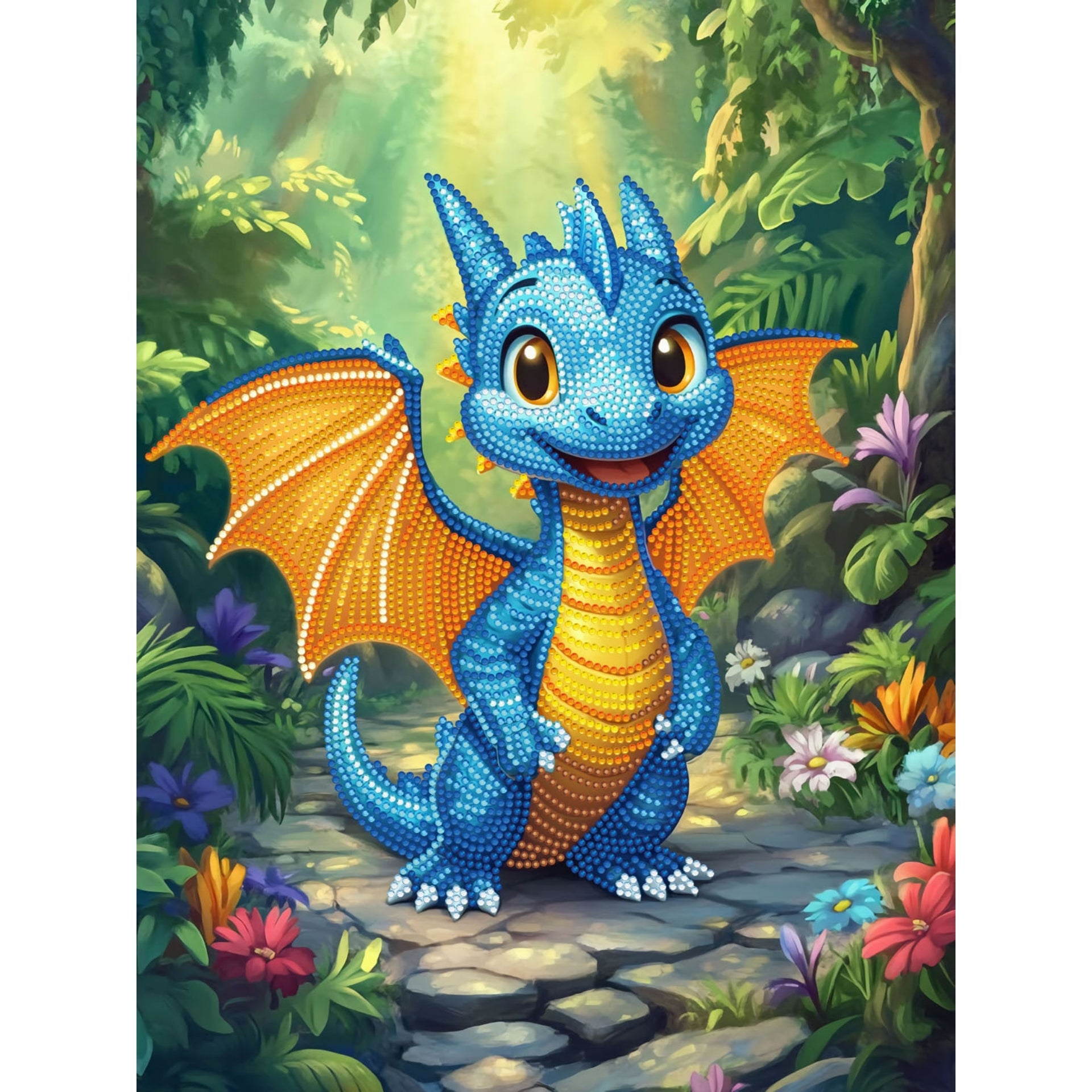 Diamond Dotz Stretched Canvas – Blue Dragon – 30 x 40cm