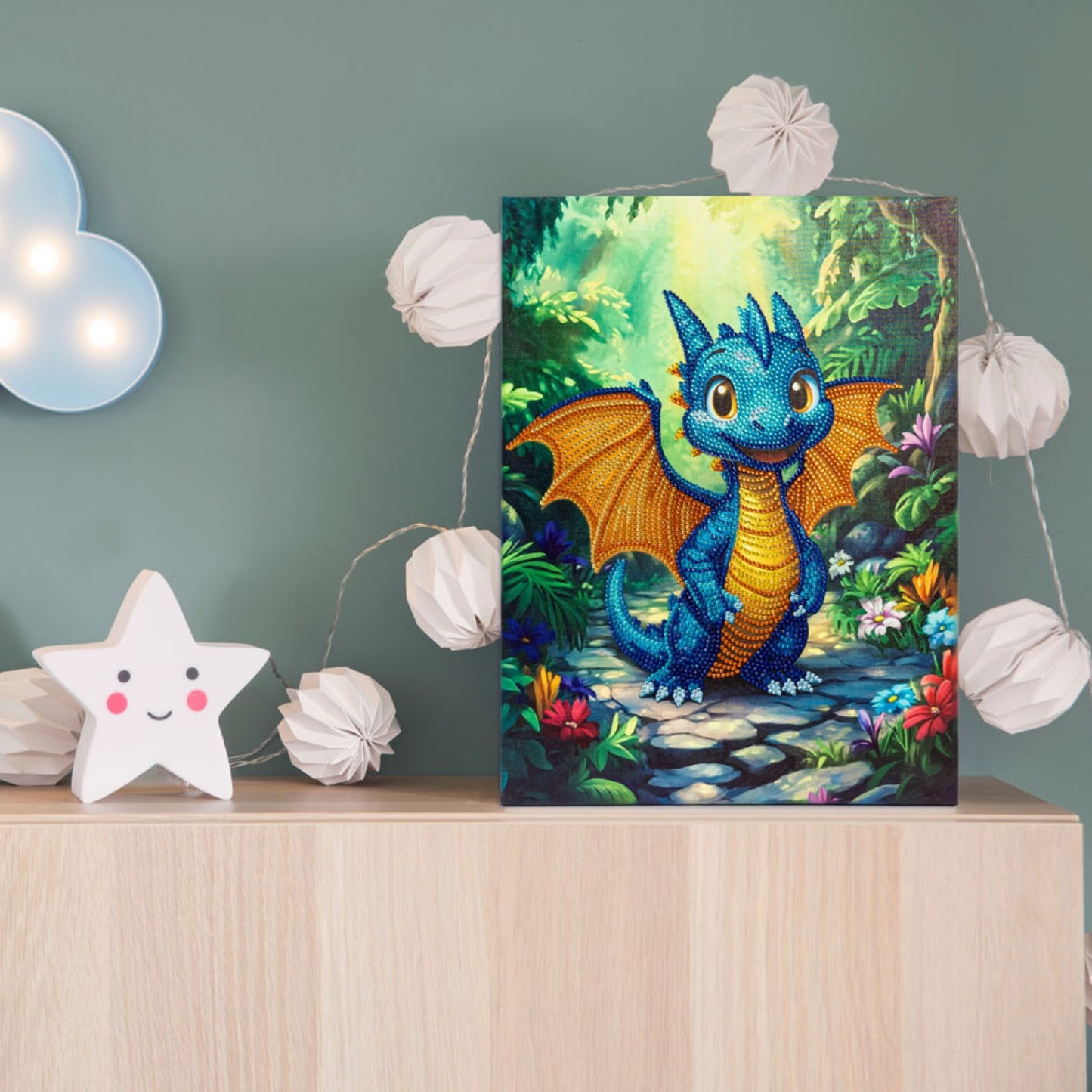 Diamond Dotz Stretched Canvas – Blue Dragon – 30 x 40cm