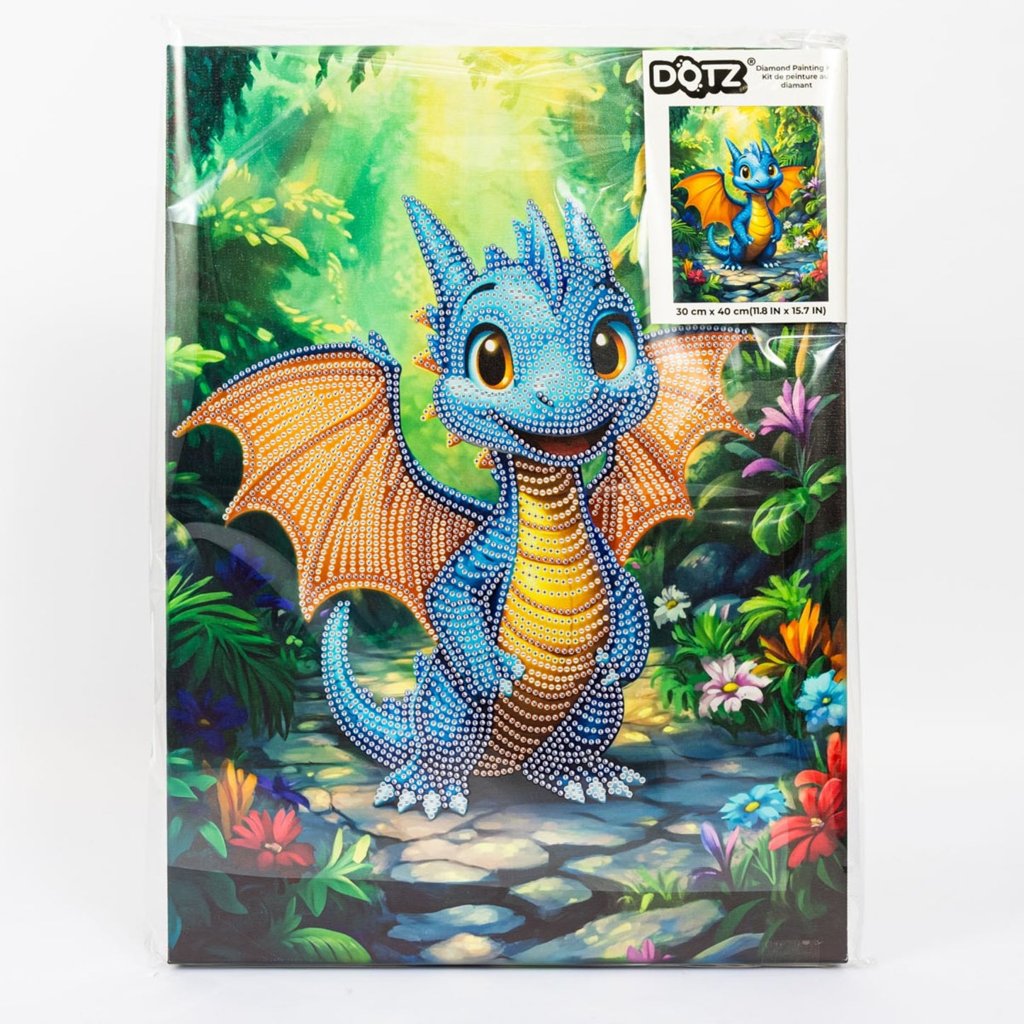 Diamond Dotz Stretched Canvas – Blue Dragon – 30 x 40cm