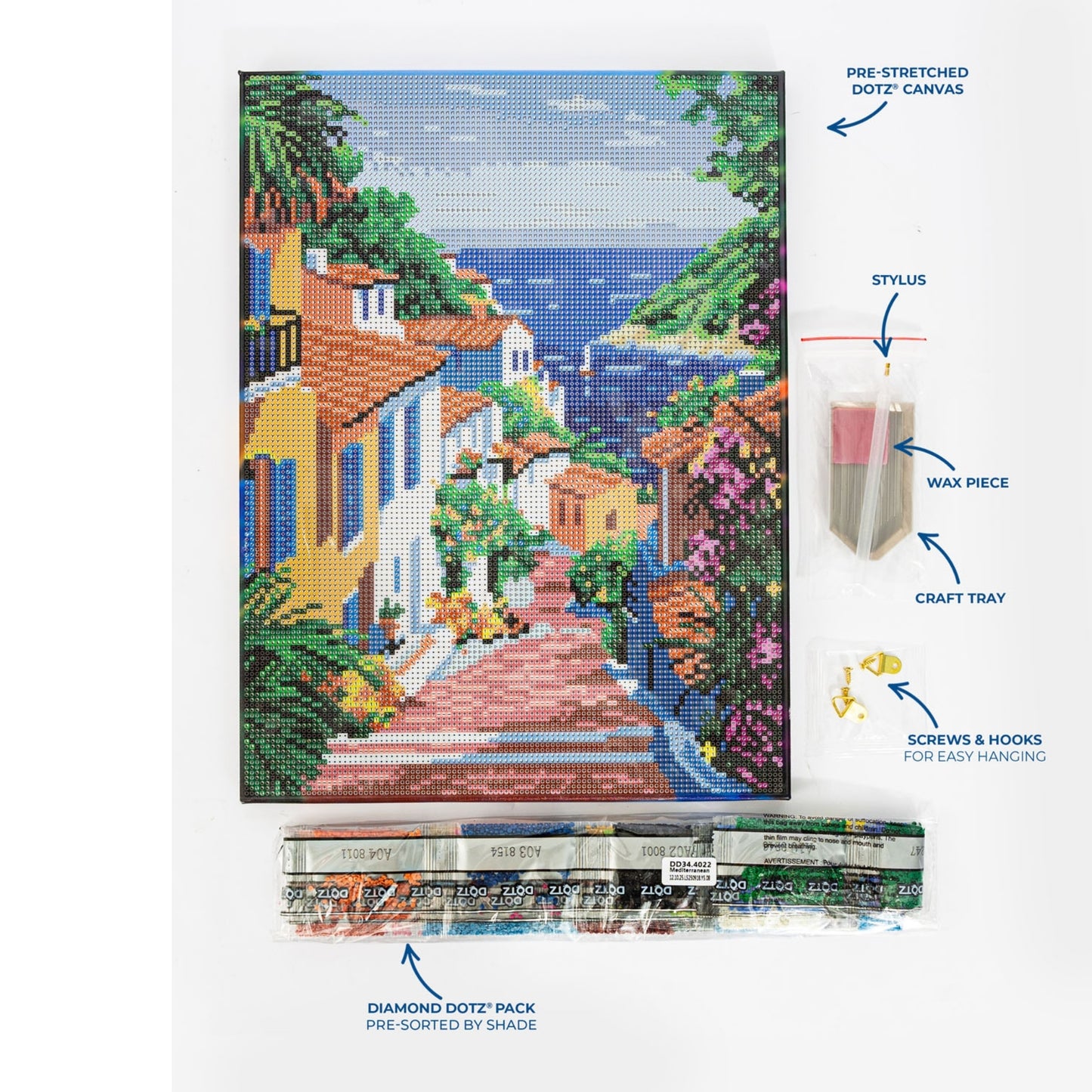 Diamond Dotz Stretched Canvas – Mediterranean – 30 x 40cm