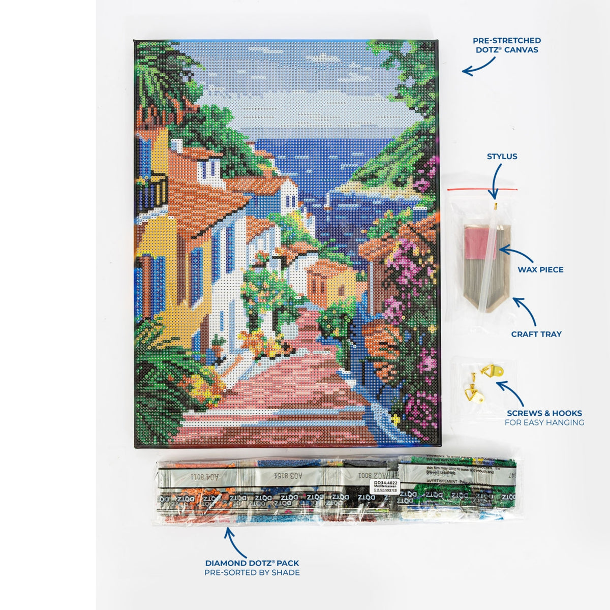 Diamond Dotz Stretched Canvas – Mediterranean – 30 x 40cm