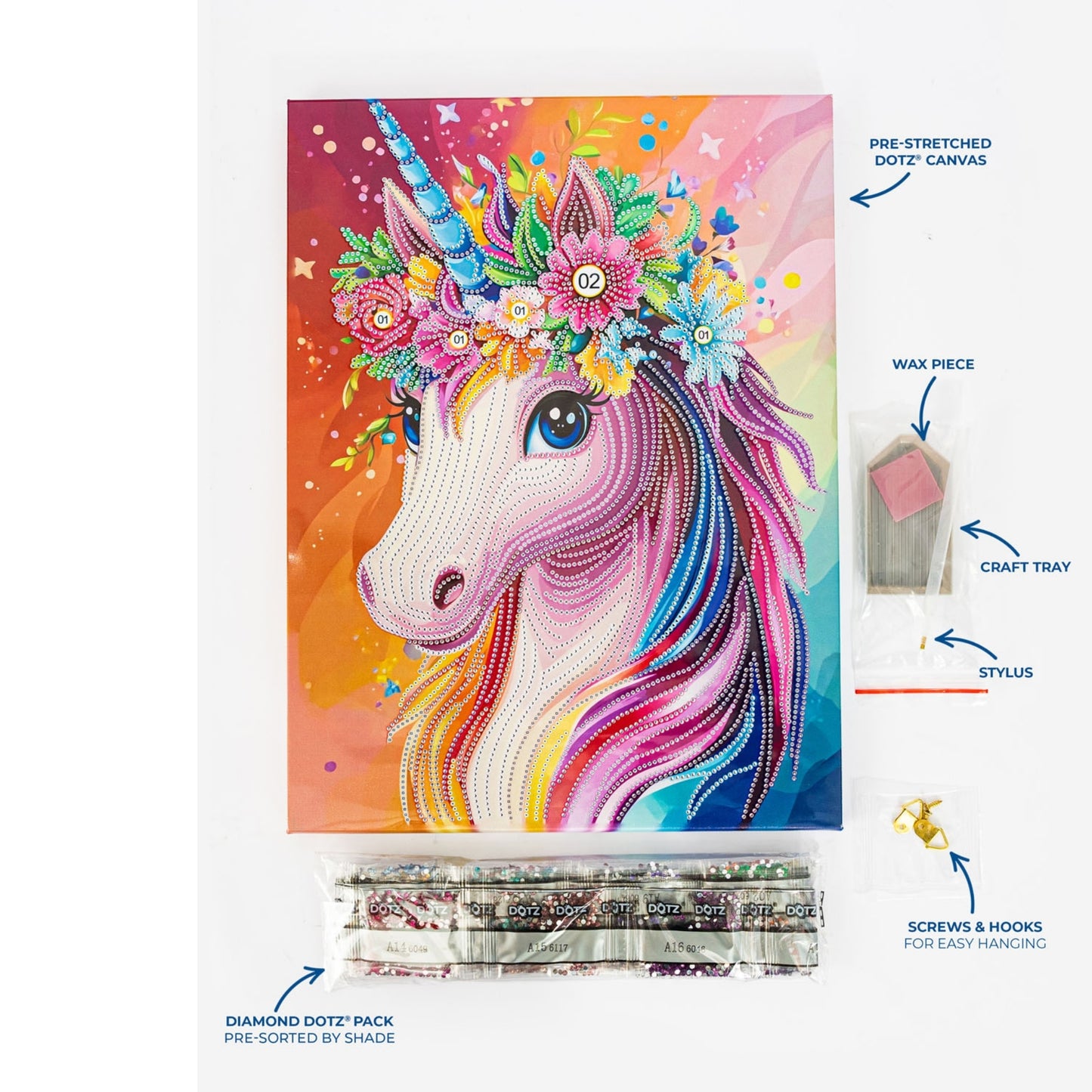 Diamond Dotz Stretched Canvas – Unicorn Princess – 30 x 40cm