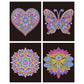 Diamond Dotz Neon Flock Black Set – Neon Mandalas – 4 Pack (20 x 25cm)