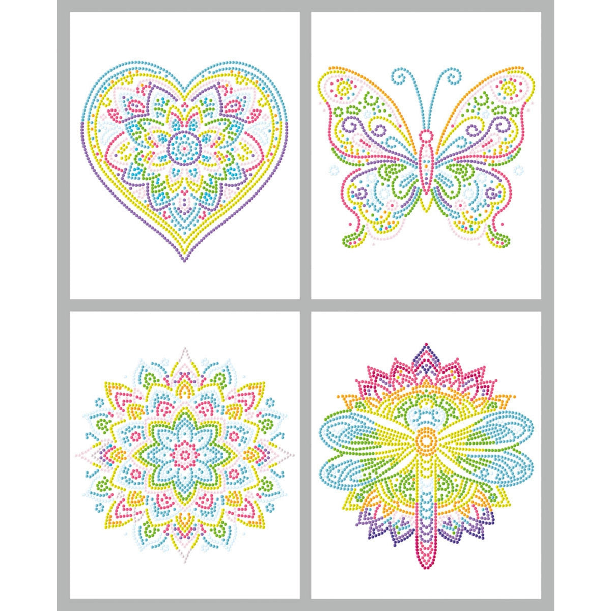 Diamond Dotz Neon Flock Black Set – Neon Mandalas – 4 Pack (20 x 25cm)