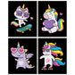 Diamond Dotz Neon Flock Black Set – Neon Unicorns – 4 Pack (20 x 25cm)