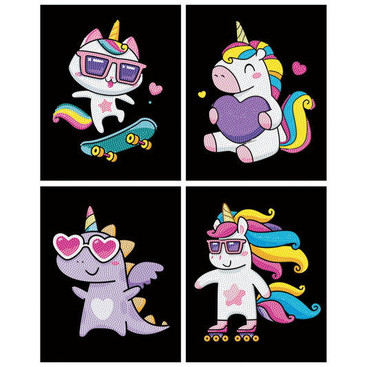 Diamond Dotz Neon Flock Black Set – Neon Unicorns – 4 Pack (20 x 25cm)