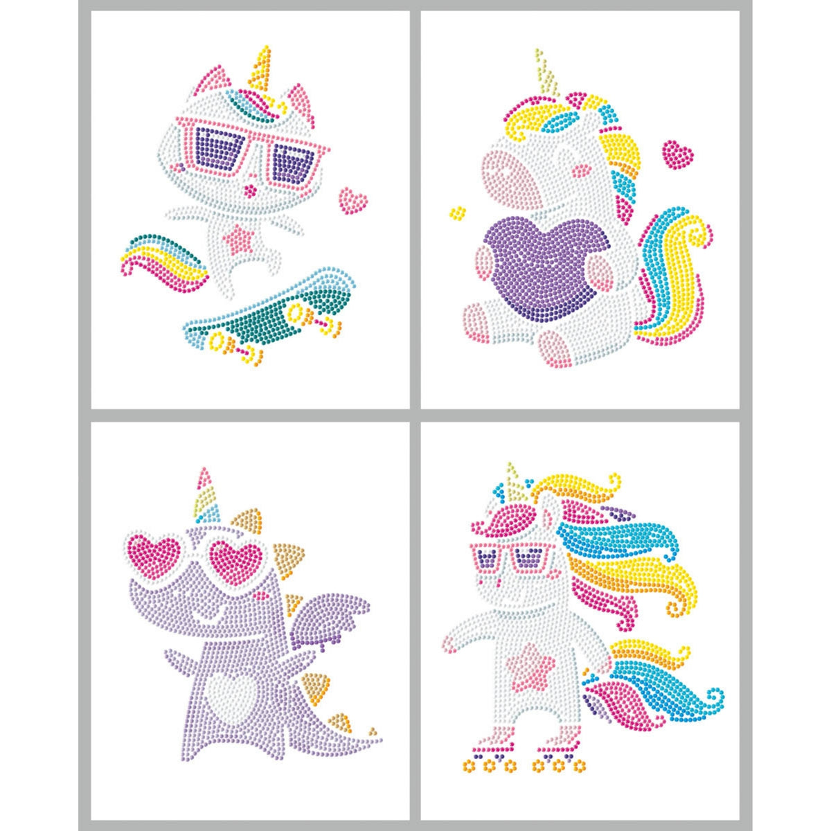Diamond Dotz Neon Flock Black Set – Neon Unicorns – 4 Pack (20 x 25cm)